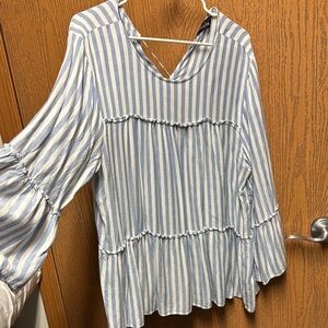 Dillards NWOT Elegant Blue and White Striped Blouse